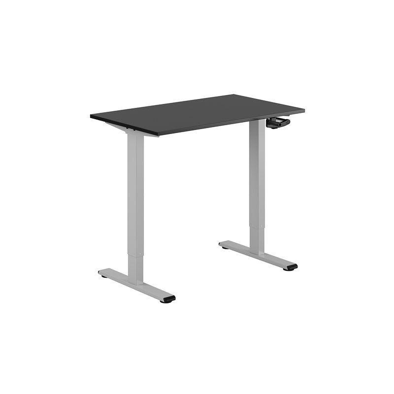 Höj och sänkbart skrivbord, vev, grått stativ, svart bordsskiva 100x60cm 39690