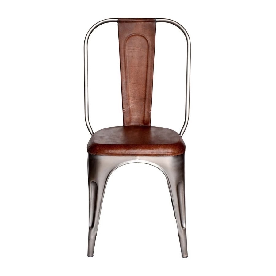 Stol, Living dining, sh. 47 cm, järn/läder