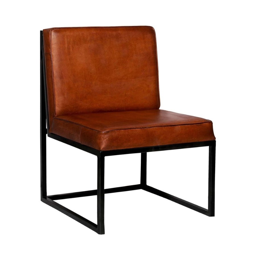 Loungestol Perry, sh. 49 cm, brunt läder