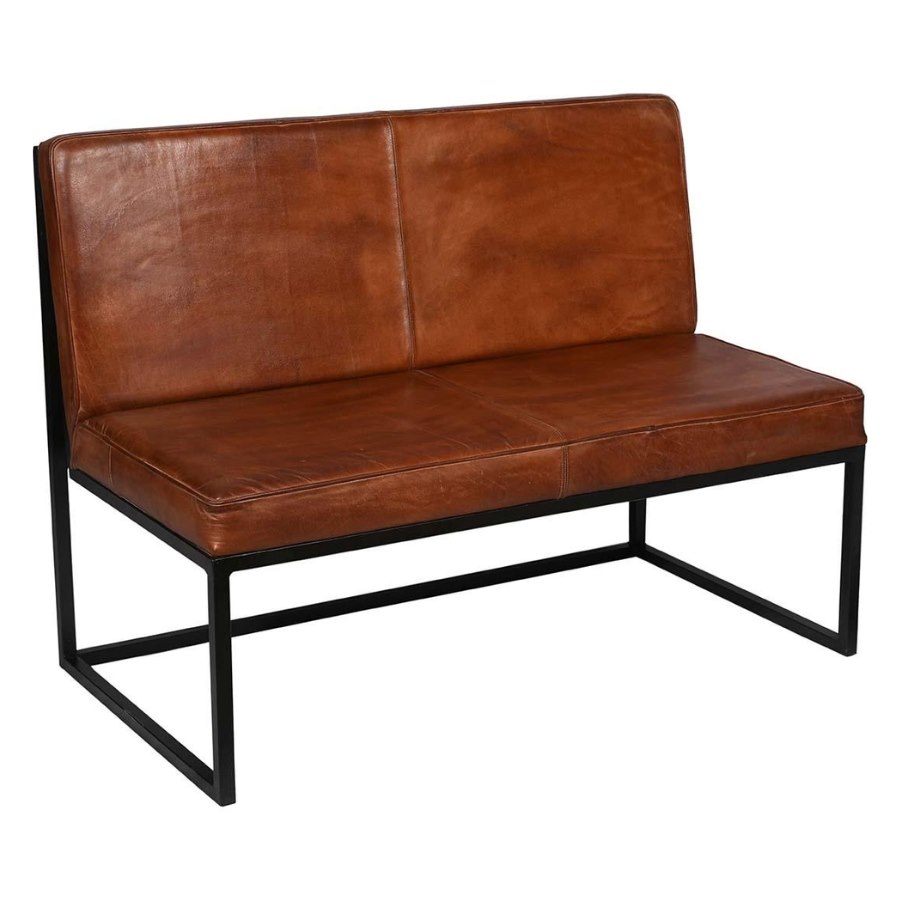 Loungesoffa Perry, sh. 48 cm, brunt läder