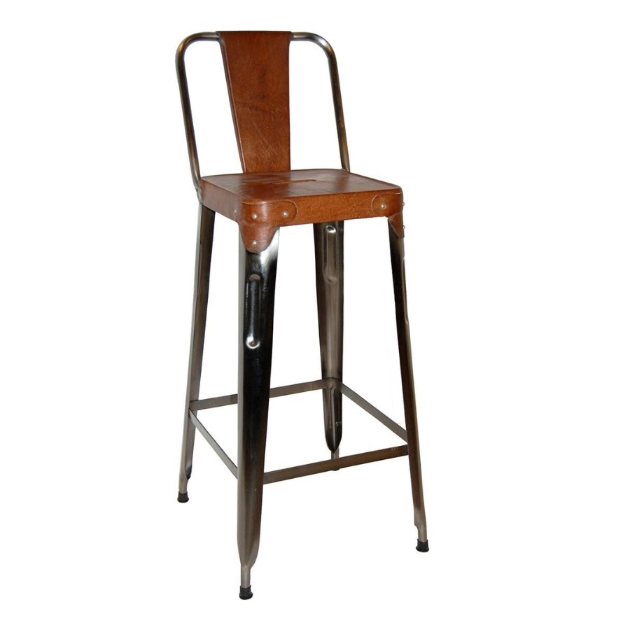 Barstol, Copenhagen, sh. 77 cm, järn/läder