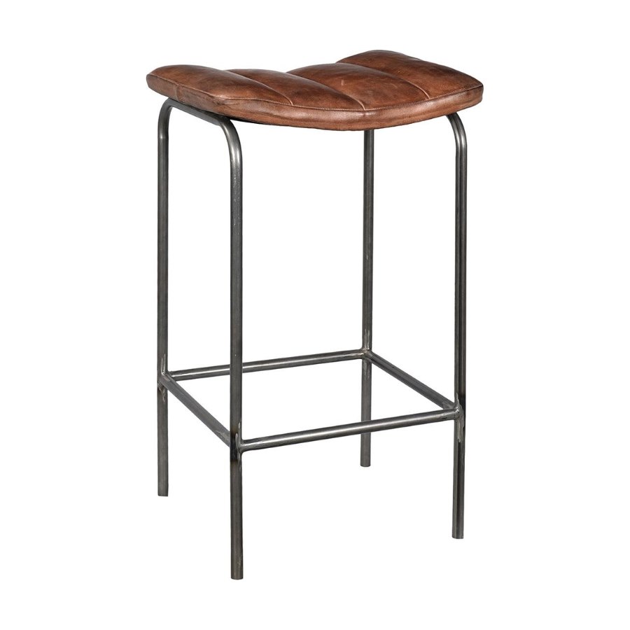 Barpall Brooklyn, sh. 78 cm, brunt läder