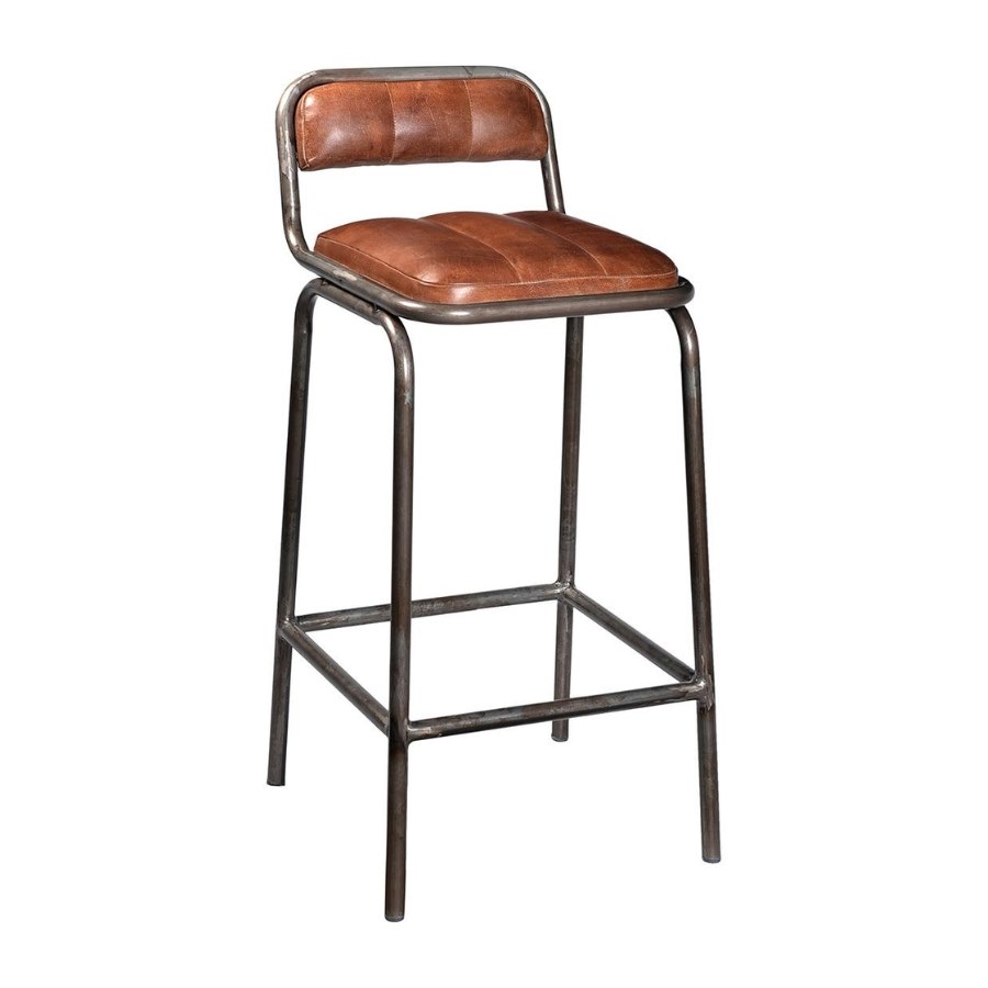 Barstol Brooklyn, sh. 80 cm, brunt läder