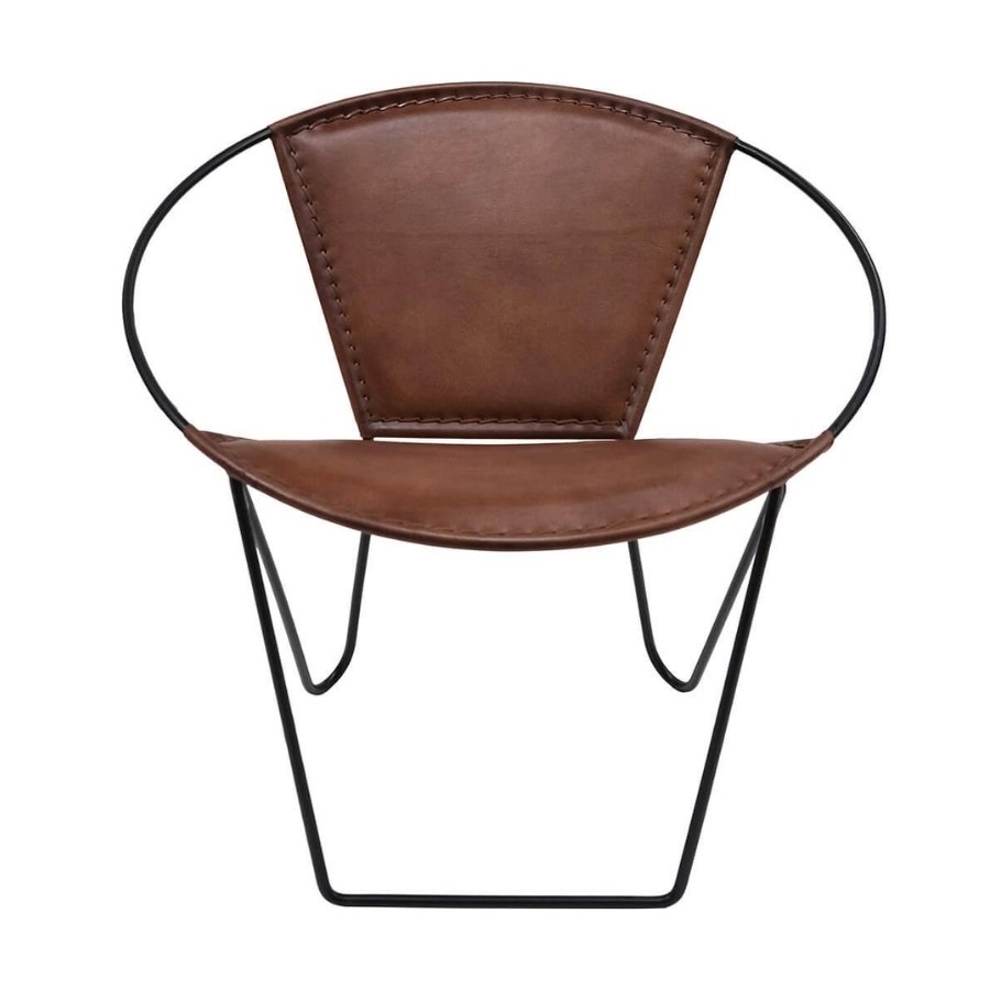 Loungestol Dalton, sh. 42 cm, brunt läder