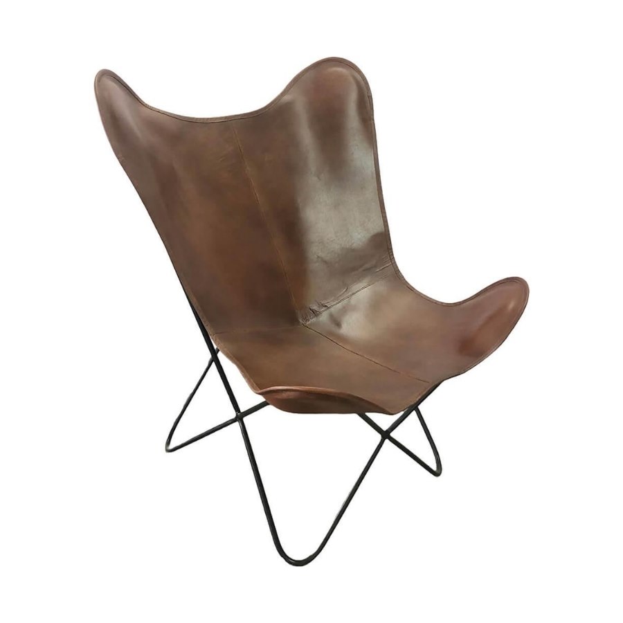 Loungestol Lazenby, buffelläder, sh. 40 cm, brun