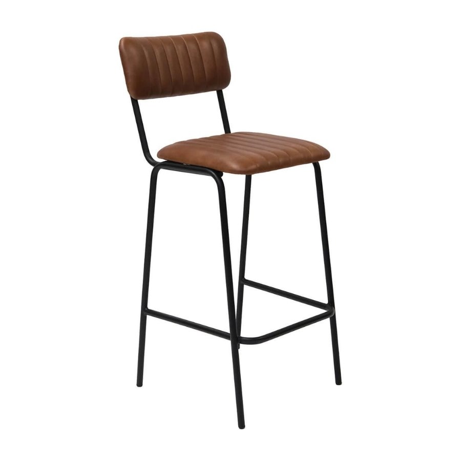 Barstol Diner, quiltat läder, sh, 74 cm, brun/svart