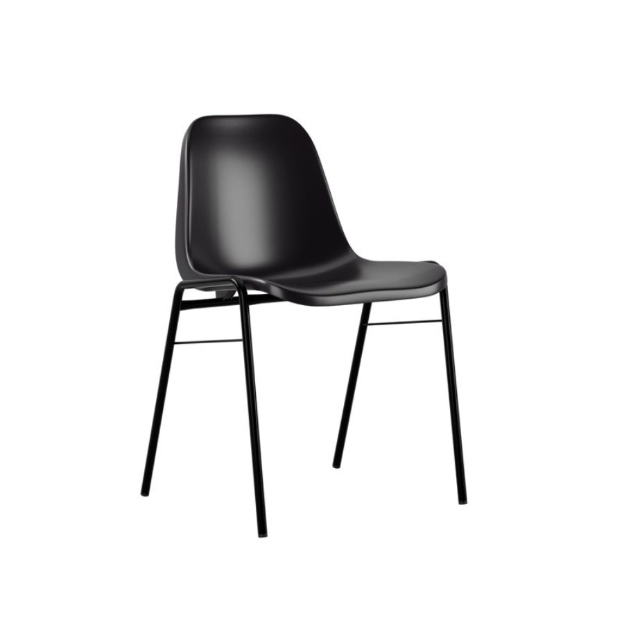 Stol Bella, stapelbar, sh. 45 cm, svart/svart