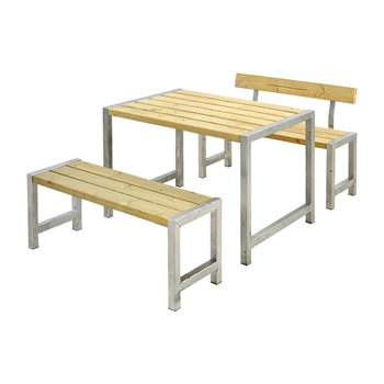 Kafésett med ryggstøtte, 127 cm