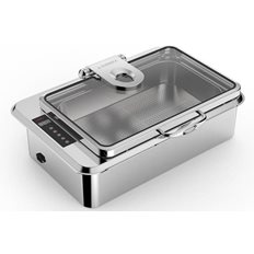 Patina Chafing Dish Inbyggnadsmodell i rostfritt med ledat glas lock