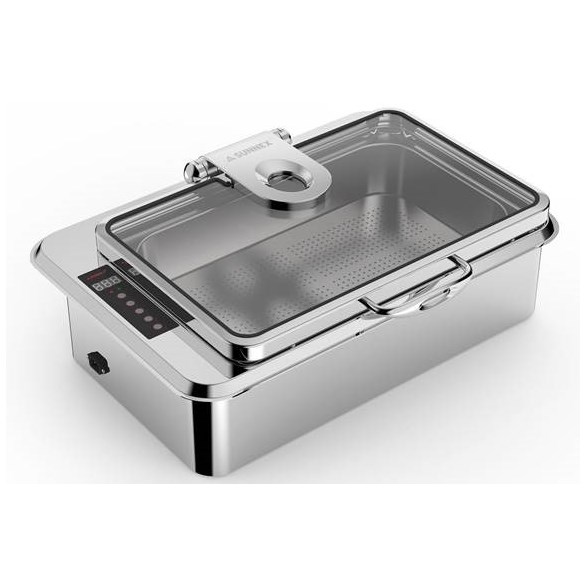Patina Chafing Dish Inbyggnadsmodell i rostfritt med ledat glas lock