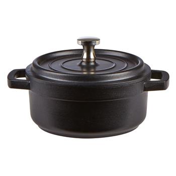 Mini Rund Svart Cast Aluminium Cocotte 10cm x 5cm, 25.5cl