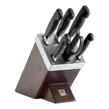 Knivset med självslipande block i mörk ask, 7-delar.