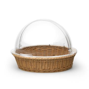 Brödkorg med Rolltop lock, 40 cm, Rund, Brun