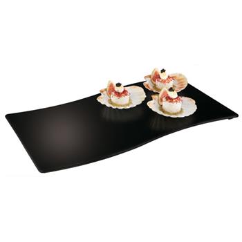 Glasfat MIRROR BLACK Wave, 53x32,5cm
