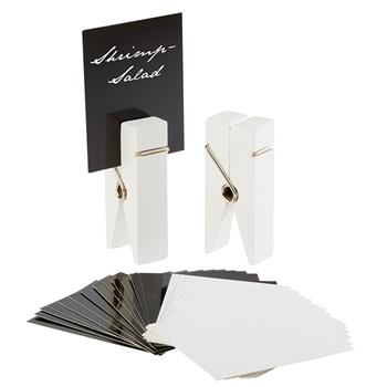 Korthållare klädnypa, 4x2,5x10 cm, Vit, 2 st, 30 kort