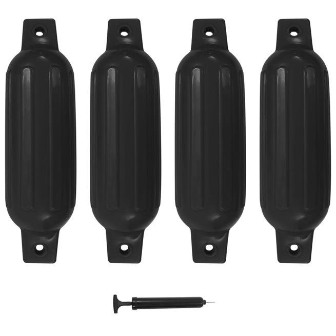 vidaXL Båtfender 4 st svart 41x11,5 cm PVC