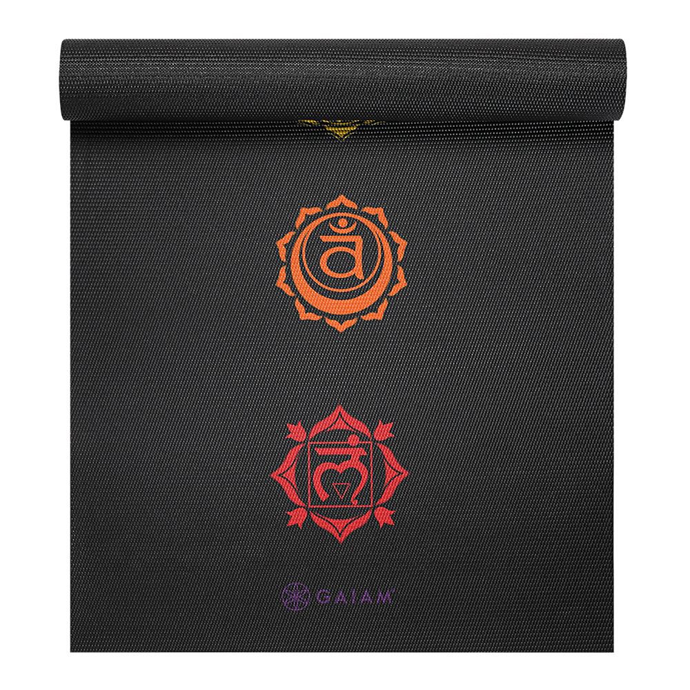 Gaiam Black Chakra Yoga Mat 6mm Premium, Yogamattor