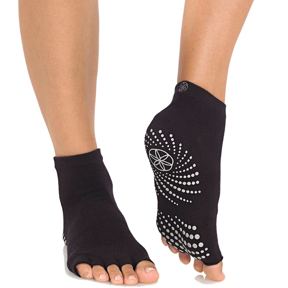Gaiam Toeless Grippy Socks Black 2-Pack Yogatillbehör