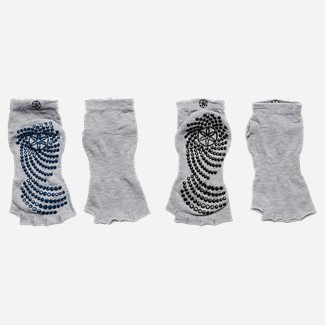 Gaiam Toeless Grippy Socks Indigo/Black 2-Pack, Yoga tillbehör