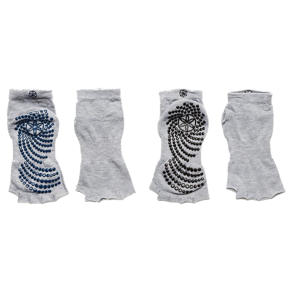 Gaiam Toeless Grippy Socks Indigo/Black 2-Pack Yoga tillbehör