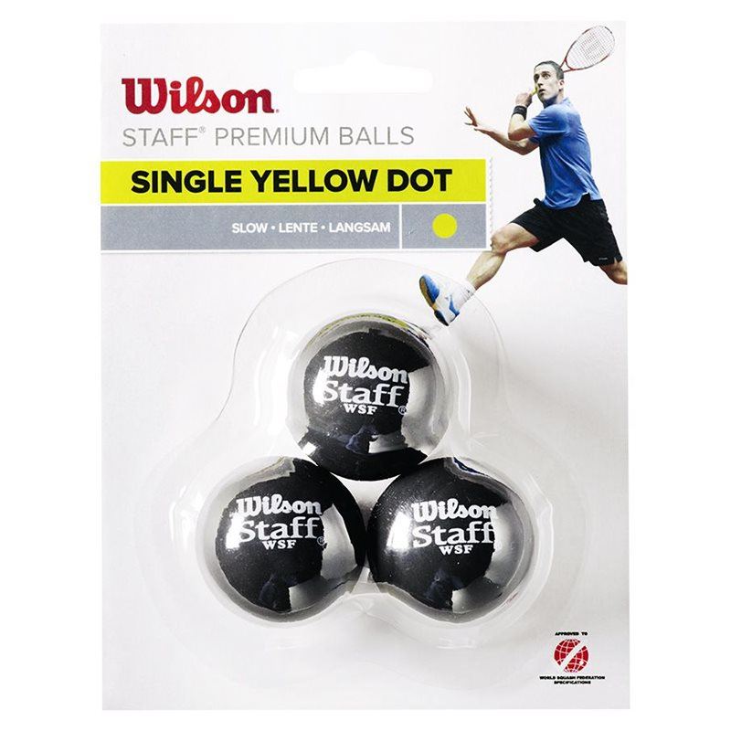 Wilson Staff Squash 3 Ball Yellow Dot, Squashbollar