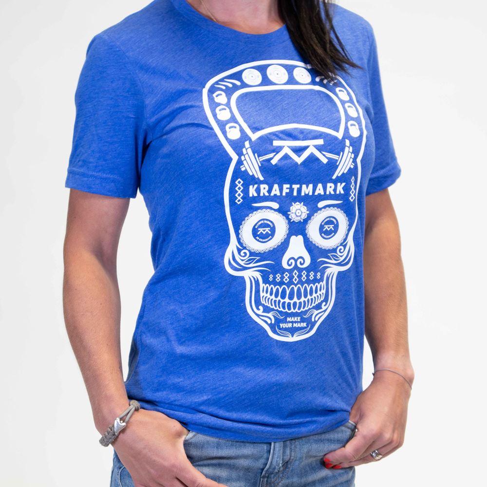 Kraftmark T-Shirt Triblend Crew Neck Skull Blue T-shirt Herr