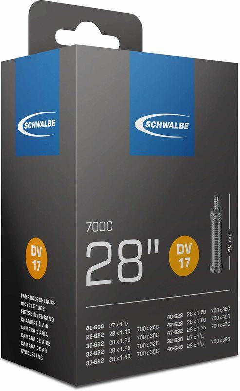 Schwalbe Cykelslang DV17 28/47-609/635 standardventil 40 mm - utan förpackning