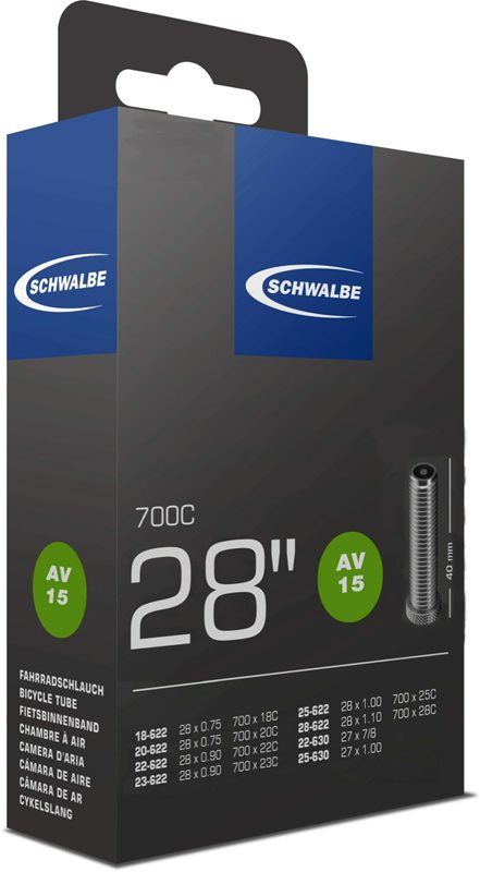 Schwalbe Cykelslang AV15 18/28-622/630 bilventil48-622/630 bilventil40 mm