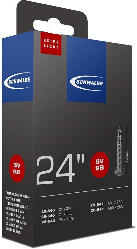 Schwalbe Cykelslang SV9B Extralight 20/28-540/541alight 20/28-540/541 racerventil 40 mm