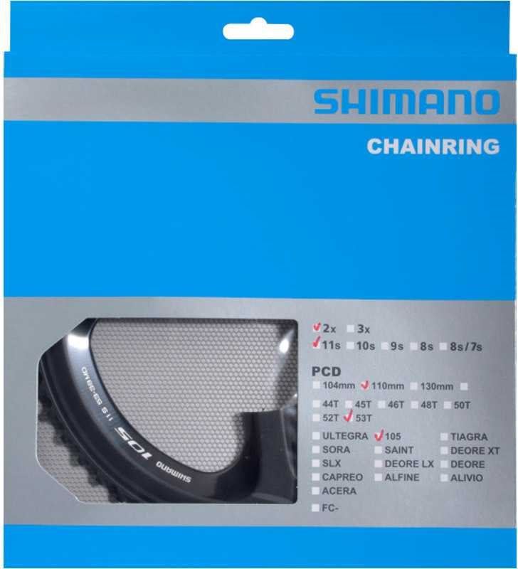 Läs mer om Shimano Drev 105 FC-5800 MD110 bcd 2 x 11 växlar10 bcd 2 x 11 växlar 53T svart
