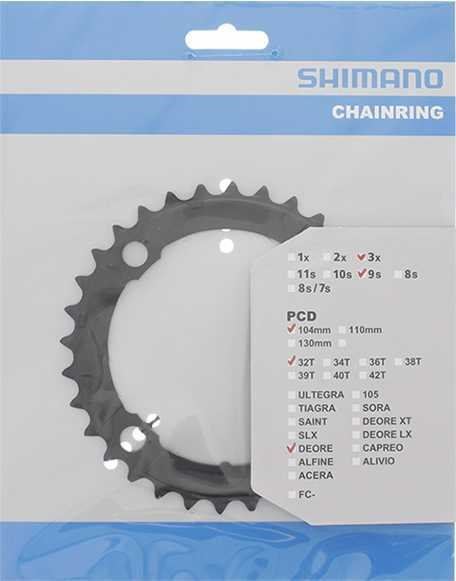 Shimano Drev Deore FC-M590 104 bcd 9 växlar 32Ts04 bcd 9 växlar 32Tsvart