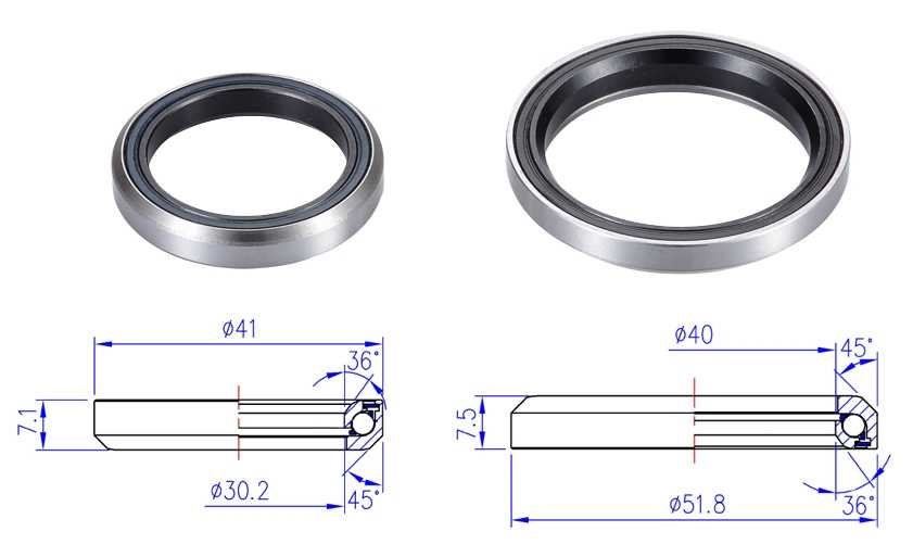 BBB Lager 41.0 mm 36° x45°/51.8 mm 36° x 45°5°/51.8 mm 36° x 45° 1 set