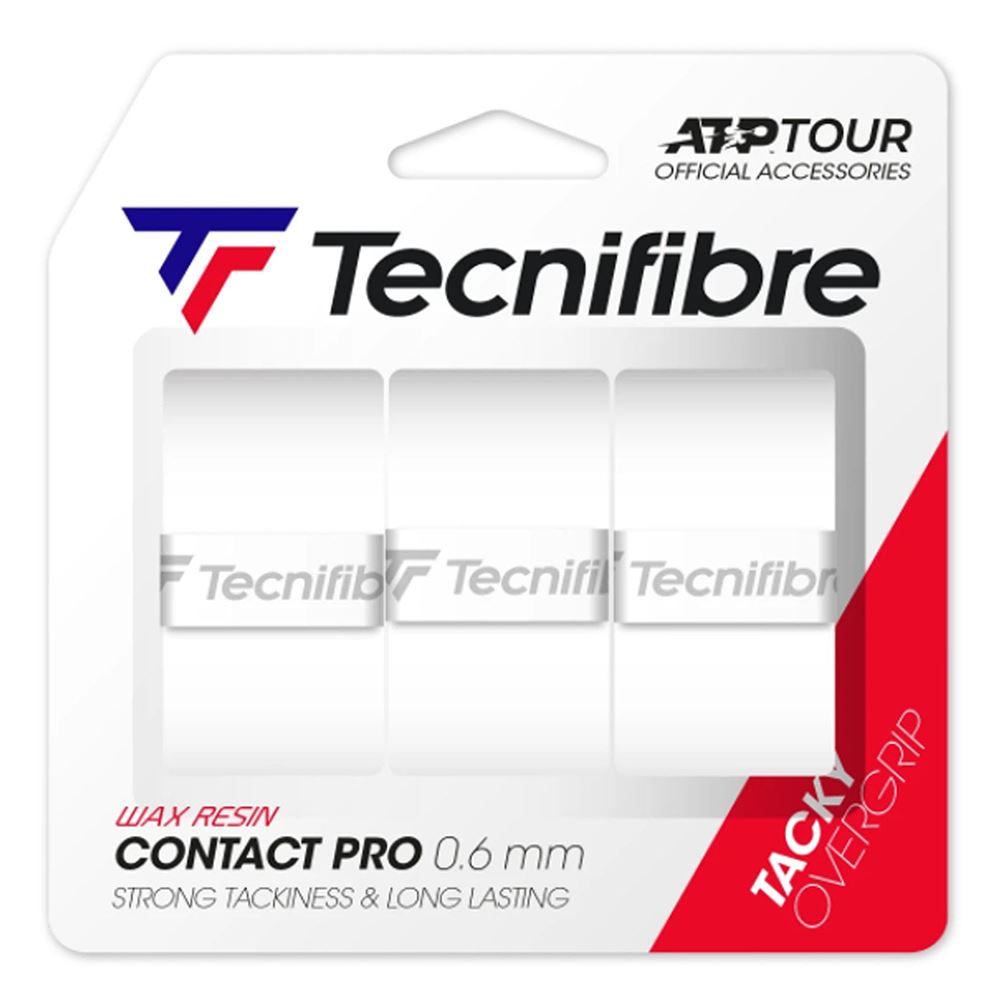 Tecnifibre Pro Contact White 3-Pack Squash grepplindor