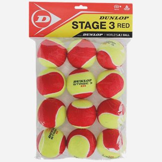 Dunlop Stage 3 Red 12-Pack Polybag, Tennisbollar