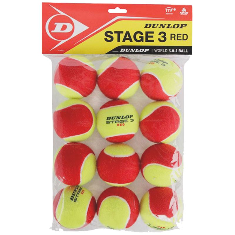 Dunlop Stage 3 Red 12-Pack Polybag Tennis pallot