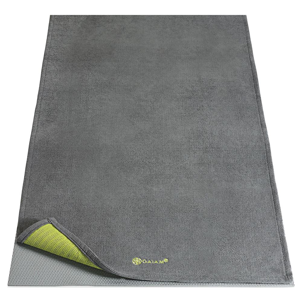 Gaiam Grippy Yoga Mat Towel Citron/Storm, Yogatillbehör