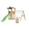 Jungle Gym Cottage 2.1 inkl. Swing Modul, 120 kg sand och grön rutschkana
