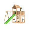 Jungle Gym Mansion 2.1 inkl. Swing Module, 120 kg sand og grøn rutsjebane