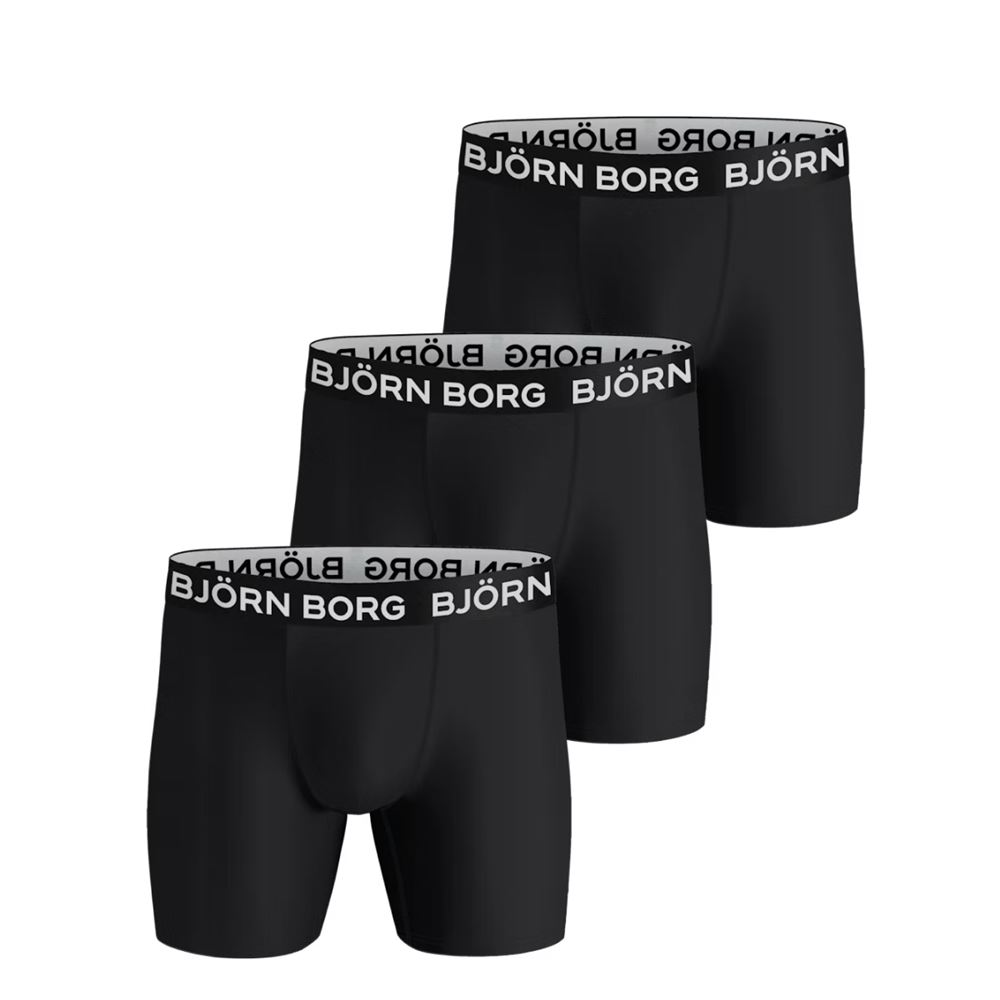 Björn Borg Performance Boxer 3-Pack Black Miesten alushousut