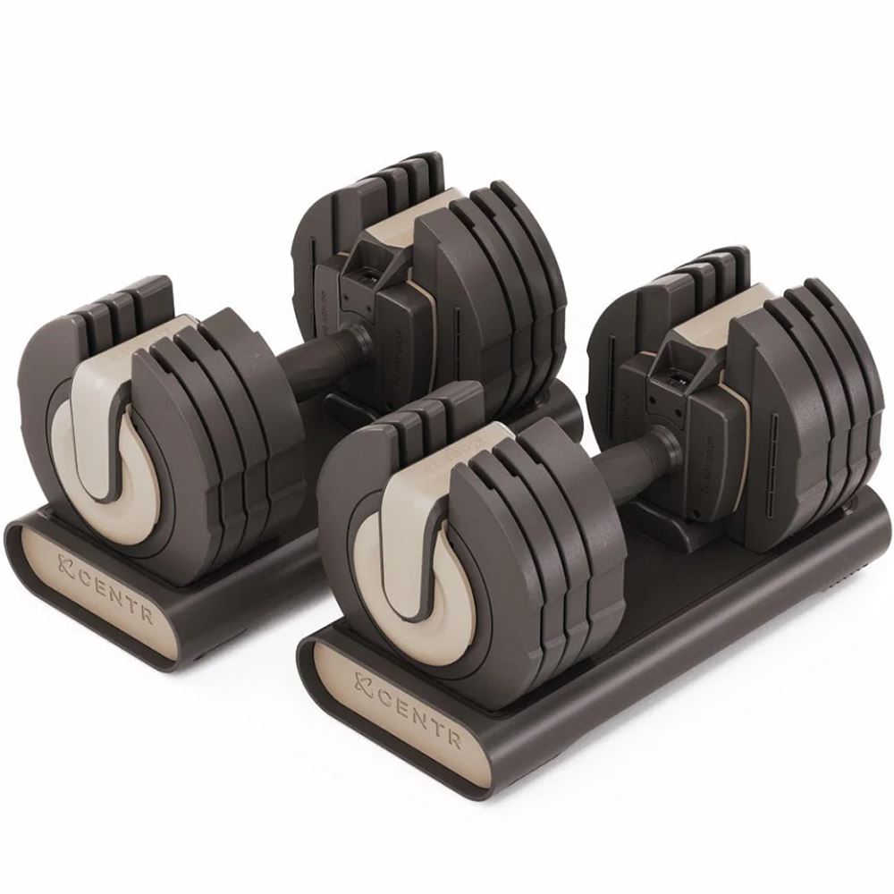 CENTR 5-50 lbs Adjustable Dumbbell – Beige 2×22,7 kg Justerbara Hantlar