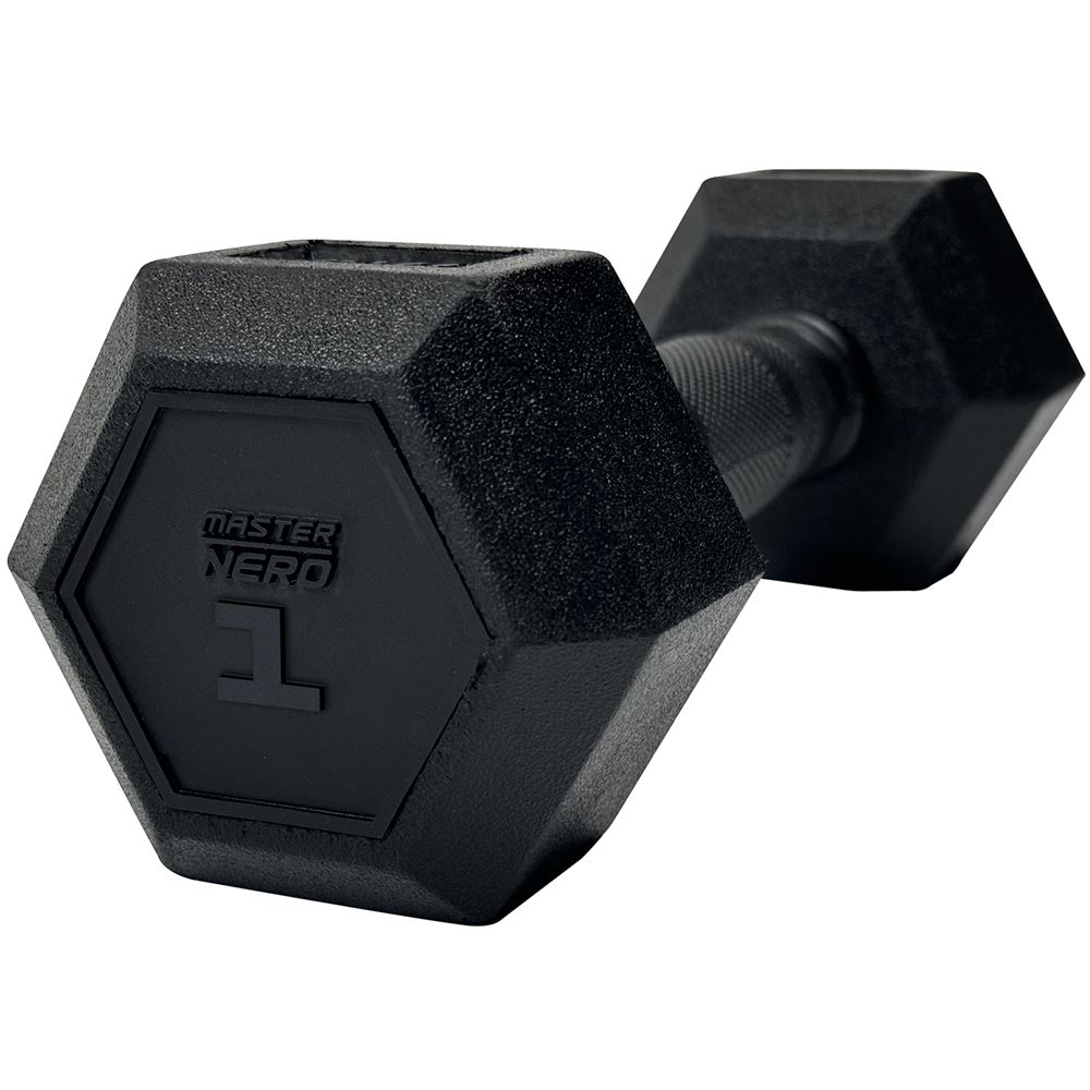 Master Fitness Nero Rubber Coated Hex Hex hantlar