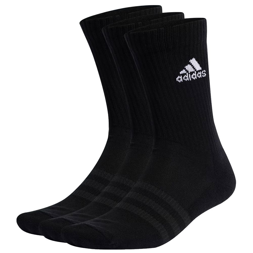 Cushioned Crew Sokker 3pk Black/White 40-42