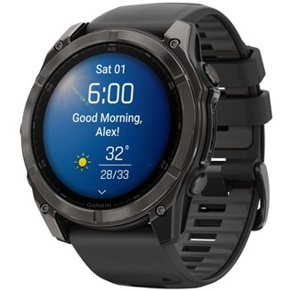 Garmin Fenix 8 51mm AMOLED Sapphire Carbon Gray DLC Titanium w. Black Pebble Gray Silicone