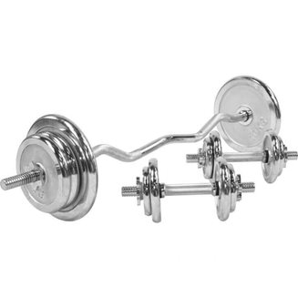Gorilla Sports Curl Bar Manualer Krom - 70 kg, Vektstangsett jern