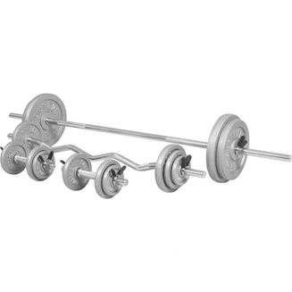 Gorilla Sports Skivstång CurlstångHantlar IRON - 108kg, Skivstångsset järn