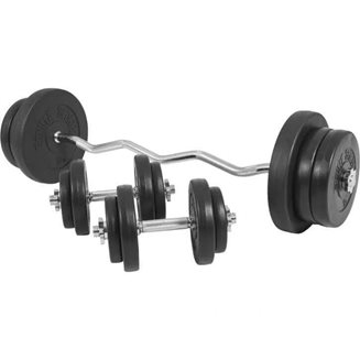 Gorilla Sports Curl Bar Dumbbells Basic - 70 kg, Vektstangsett plast