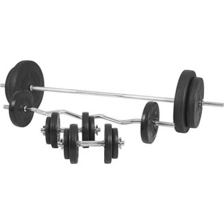 Gorilla Sports Barbell Curl Bar Hantler Basic - 100 kg, Vektstangsett plast
