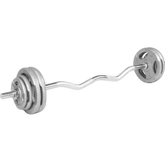 Gorilla Sports Curlstång TRIGRIP Gjutjärn - 35kg, Skivstångsset järn