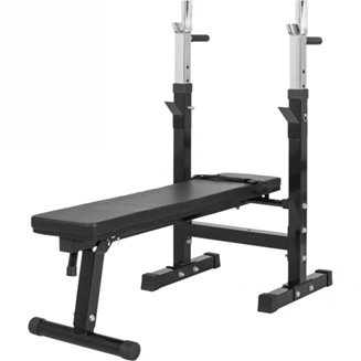 Gorilla Sports Benkpress - Sammenleggbar, Treningsbenk med skivestangstativ