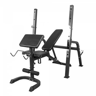 Gorilla Sports Multibench vektstangstativ, Treningsbenk med skivestangstativ